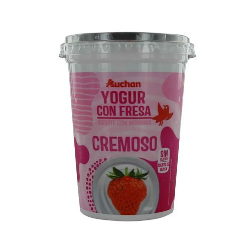 AUCHAN Yogur cremoso con fresas 500 g. Producto Alcampo