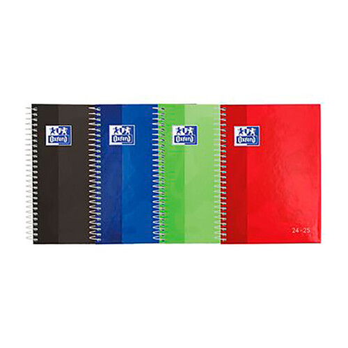 Agenda escolar OXFORD 24-25 con espiral A6, colores surtidos.