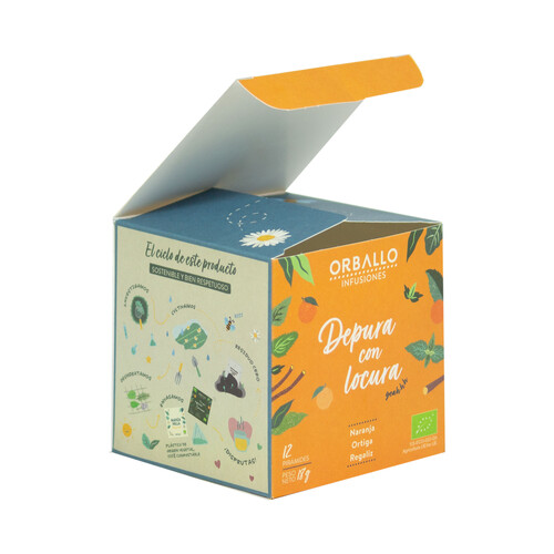 ORBALLO Depura con locura Infusión ecológica a base de naranja, ortiga y regaliz 12 uds.