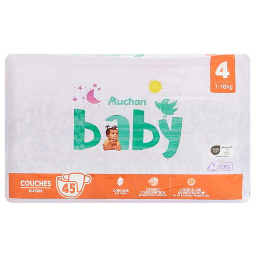 PRODUCTO ALCAMPO Baby Pañales talla 4 (7-18 kg) 45 uds.