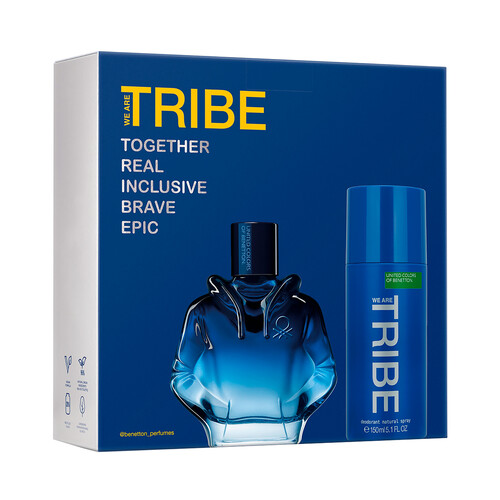 UNITED COLOR OF BENETTON We are tribe Estuche para hombre con colonia y desodorante.