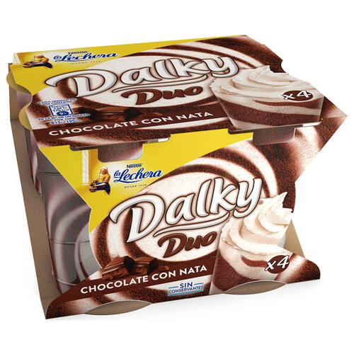 LA LECHERA Copa de chocolate y nata de NESTLÉ LA LECHERA DALKY pack de 4 uds de 90 gr