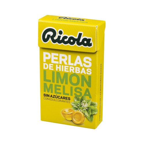 RICOLA Perlas de hierbas suizas, sin azúcar y con edulcorantes y con sabor limón y melissa RICOLA 25 g.