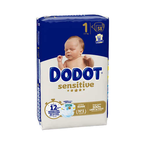 DODOT Sensitive Pañales talla 1 (2 - 5 kg) 58 uds.