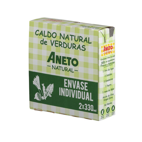 ANETO caldo de verduras natural ANETO 2 x 330 ml.