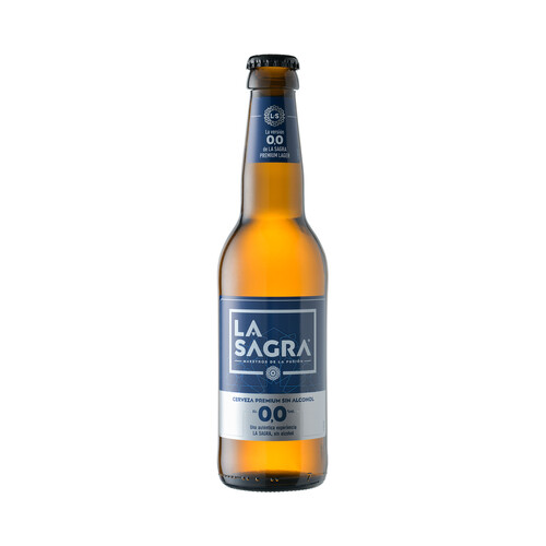 LA SAGRA Cerveza rubia premium sin alcohol (0,0%) botellin de 33 cl.