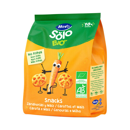 HERO Solo bio Snacks no frtios de zanahoras y maíz de origen ecológico, a partir de 10 meses 40 g.