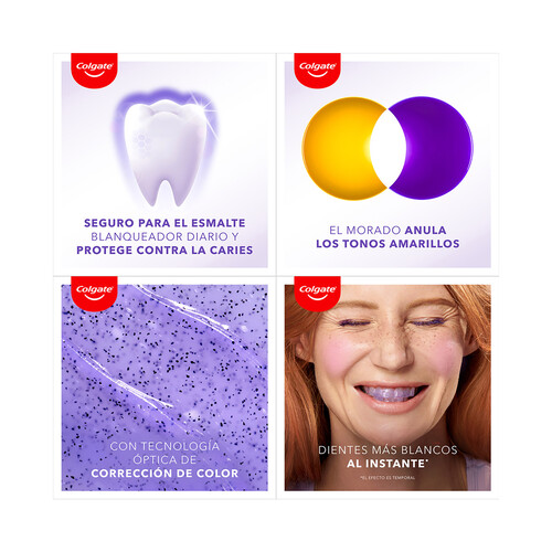 COLGATE Max white purple reveal Pasta de dientes de uso diario con acción blanqueante 75 ml.