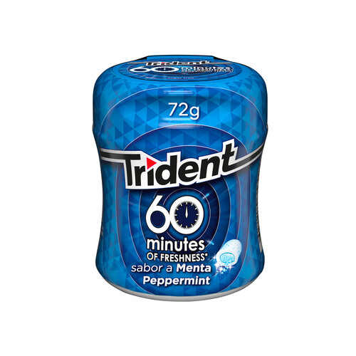 TRIDENT Chicle gragea sabor a menta, 60 minutos de frescura TRIDENT 72 g.