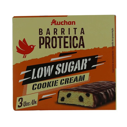 PRODUCTO ALCAMPO Barritas proteicas con chocolate negro y relleno sabor galleta con nata 3 x 40 g.