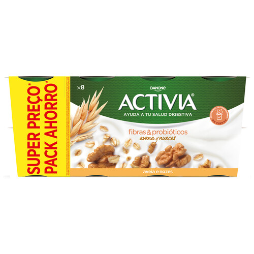 ACTIVIA de Danone Bífidus con avena y nueces 8 x 115 g.