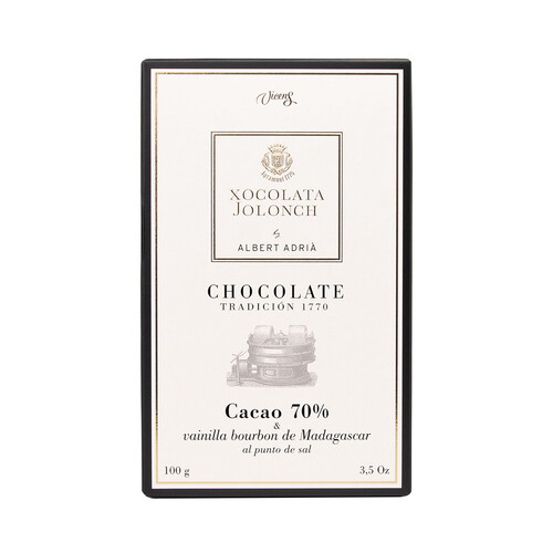 VICENS Chocolate negro 70% con vainilla bourbon de Madagascar 100 g.