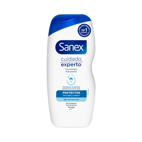 SANEX Cuidado experto Gel hidratante y protector para ducha o baño, para todo tipo de pieles  250 ml.