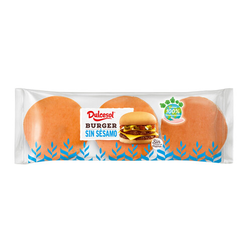 DULCESOL Pan burguer sin sésamo 6 uds. 300 g.