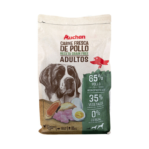 PRODUCTO ALCAMPO Grain free Alimento completo para perros adultos a base de pollo 2 kg.