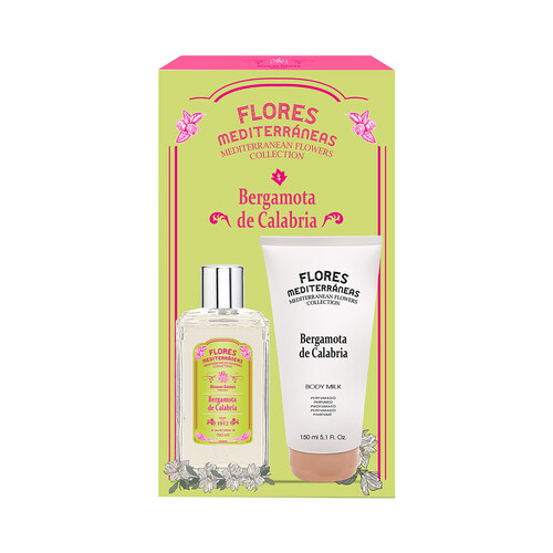 FLORES MEDITERRÁNEAS Estuche para mujer con colonia y body milk.