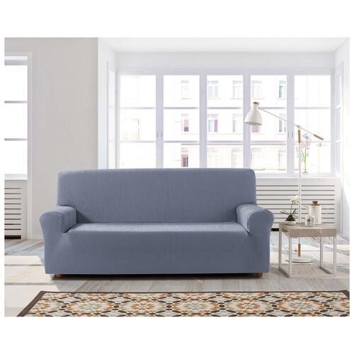 Funda elástica para sofá de 2 plazas, color celeste, ZEBRA.