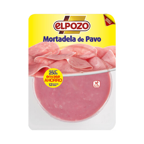 EL POZO Mortadela de pavo, sin gluten y cortada en lonchas EL POZO 250 g.