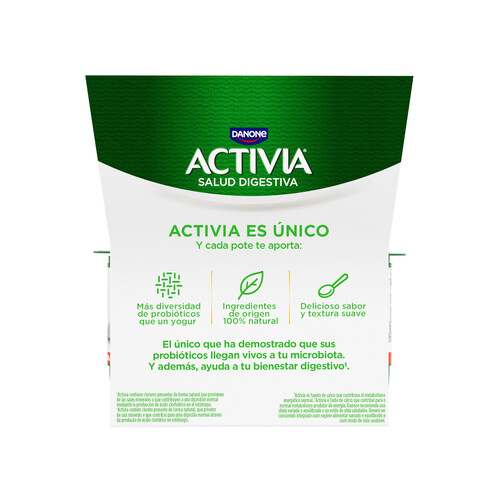 ACTIVIA Bífidus con sabor natural azucarado de Danone 8 x 120 g.