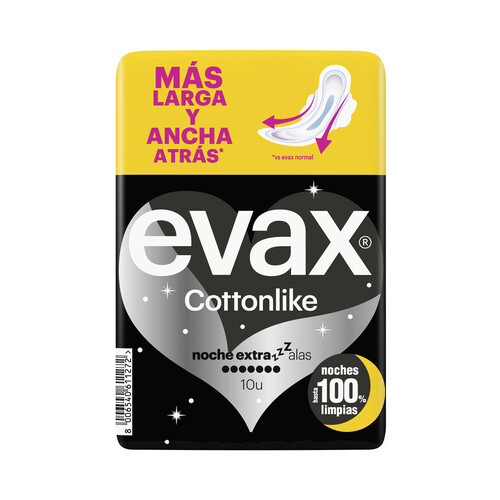EVAX Compresas de noche extra con alas EVAX Cottonlike 10 uds.