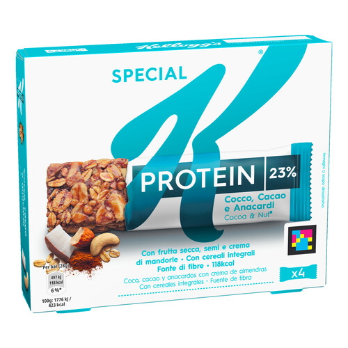 KELLOGG'S Special K  Cereales en barrita con proteína y chocolate 4 uds x 28 g.