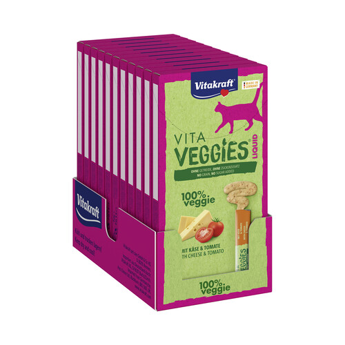 VITAKRAFT Snack líquido para gatos veganos de queso y tomate Vitaveggies VITAKRAFT 6 uds. 15 gr.