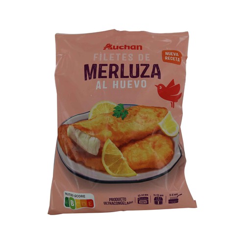 AUCHAN Filetes de merluza al huevo, ultracongelados 600 g. Producto Alcampo