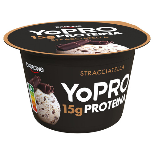 YOPRO Yogur con virutas de chocolate, proteínas y sin azúcares añadidos ni grasa de Danone 2 x 160 g.