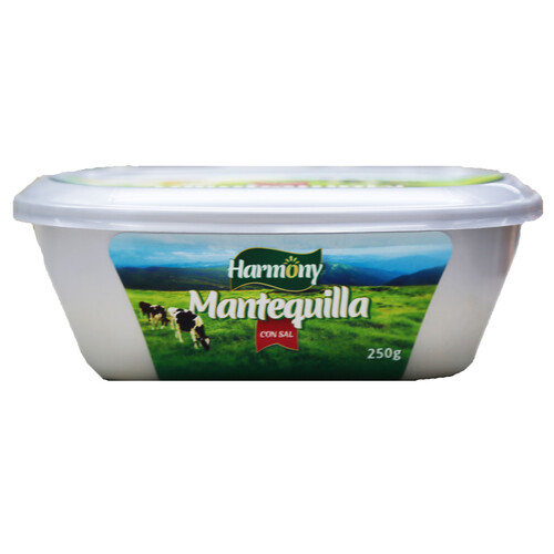 HARMONY Tarrina de mantequilla sin sal 250g.