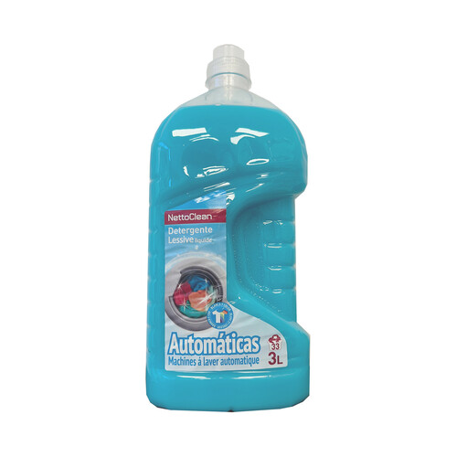 NETTOCLEAN Detergente líquido para lavadora, apto para ropa blanca y de color 33 dosis 3 l.