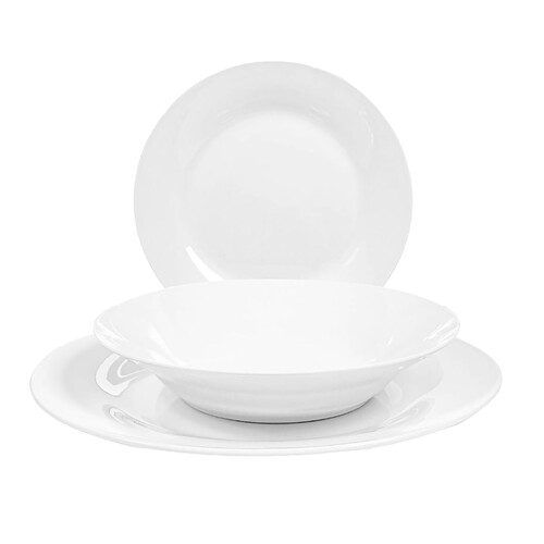 Vajilla completa de 18 piezas de porcelana, color blanco, 27cm, Venus COUPE.