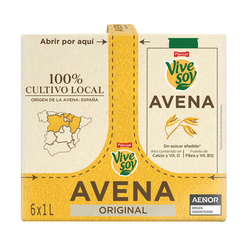 VIVESOY de Pascual Bebida vegetal de avena 6 x 1 l. 