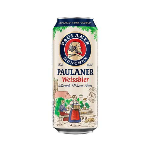 PAULANER Weissbier Cerveza de trigo alemana lata de 500 ml.