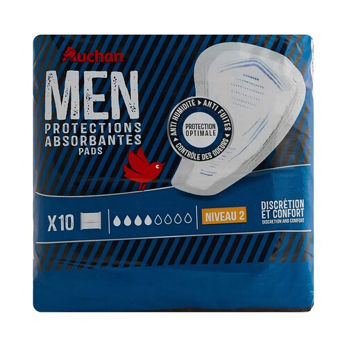 PRODUCTO ALCAMPO Compresa de incontiencia para hombre, ultra absorbentes, nivel 2 10 uds.