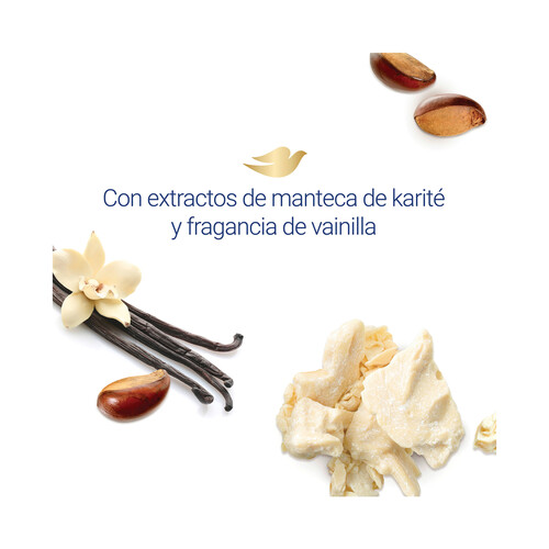 DOVE Loción corporal nutritiva con manteca de karité y fragancia a vainilla, para piel seca DOVE Cuidado envolvente 400 ml.