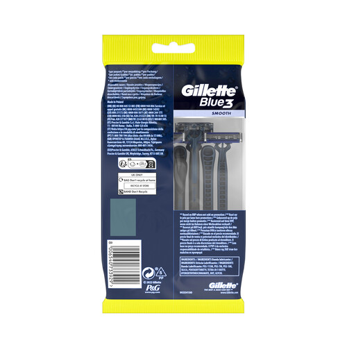GILLETTE Blue 3 smooth Cuchilla (maquinilla) de afeitar desechable con cabezal pivotante de triple hoja 8 uds.