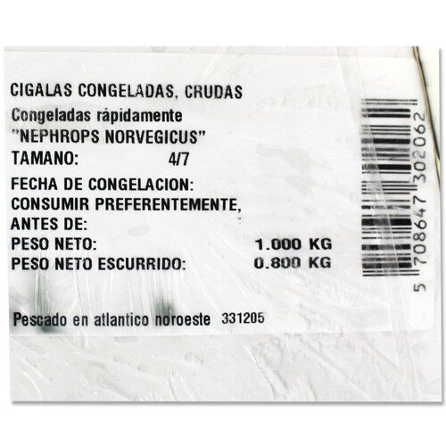 SEAWELL Cigalas de tamaño gigante, estuche de 4 a 7 piezas SEAWELL 1 kg.