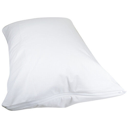 Funda protectora de almohada 100% algodón con tratamiento antiácaros, color blanco, 150cm., PRODUCTO ALCAMPO.