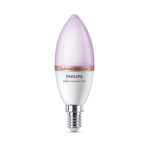 Bombilla Led inteligente E14, WiFi + Bluetooth, 4,9W=40W,  blanco + RGB multicolor, PHILIPS.