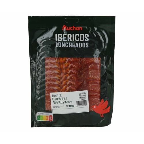 AUCHAN Lomo de cebo ibérico (50% raza ibérica), cortado en lonchas 100 g. Producto Alcampo