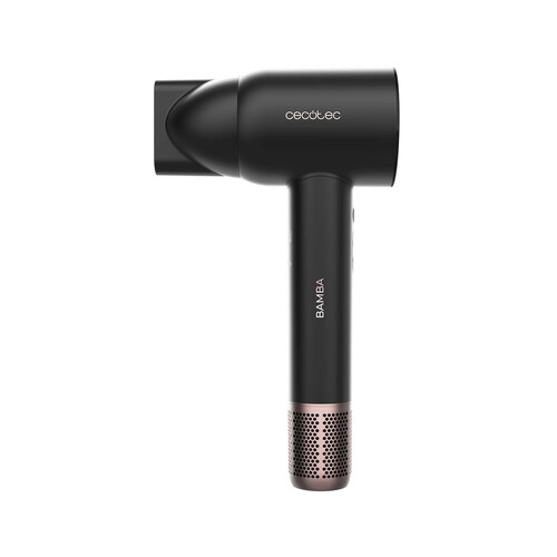 Secador de pelo CECOTEC Bamba Ionicare Rockstar Nano Iontech, 1600W, 3 velocidades, 3 temperaturas de calor, color negro.