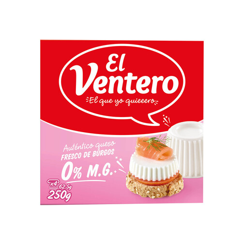 EL VENTERO Queso fresco light de Burgos EL VENTERO LIGHT tarrina de 62,5 g. pack de 4 uds.