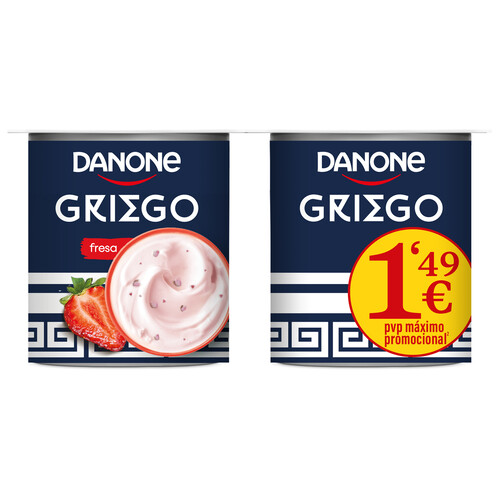 DANONE Yogur griego con sabor a fresa 4 x 110 g.