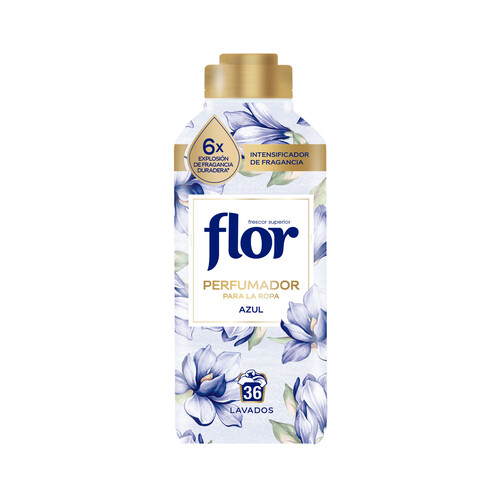 FLOR Perfumador líquido para la ropa con aroma fresco FLOR Azul, 36 lavados, 720 ml.