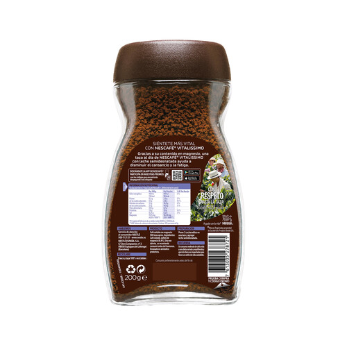 NESCAFÉ VITALÍSSIMO Café soluble natural con magnesio 200 g.