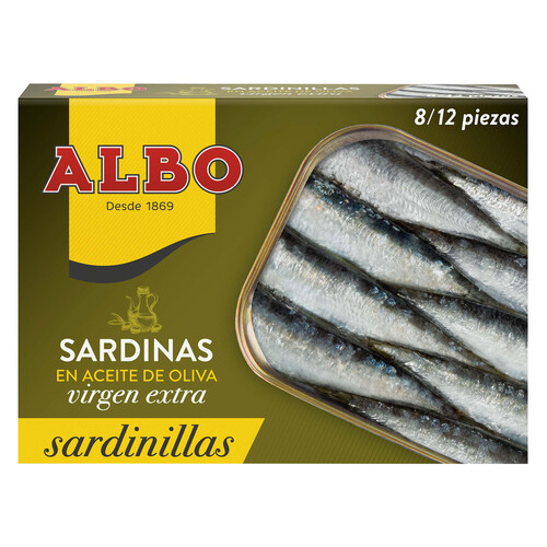 ALBO Sardinillas en aceite de oliva virgen extra 8/12 piezas 105 g.