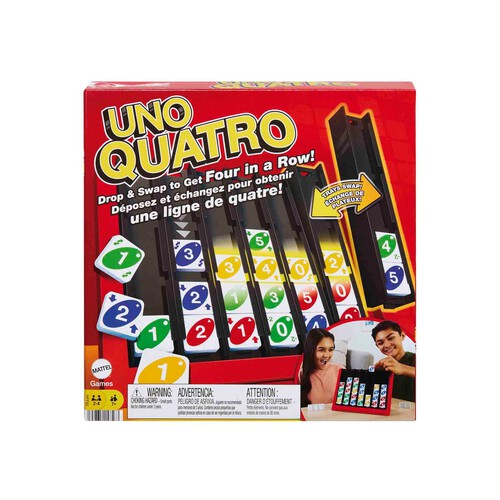 MATTEL Games UNO Quatro Juego de mesa cuatro en raya con fichas, +7 años (MATTEL HPF82)