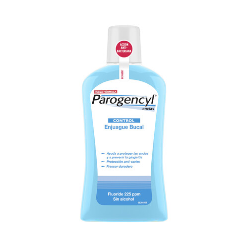 PAROGENCYL Enjuague bucal sin alcohol, con acción anti bacteriana y sabor a menta PAROGENCYL Control 500 ml.