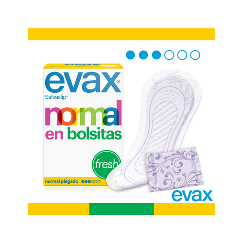 EVAX Salvaslips normal, perfumados, plegados y en bolsitas EVAX Fresh 40 uds.