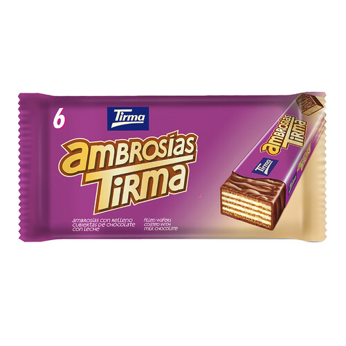 TIRMA Ambrosías con relleno cubiertas de chocolate con leche 6 uds. 129 g.